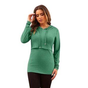 GINKANA Green Hoodie Nursing and Maternity Sweatshirt Tops Stretch Very Soft